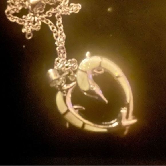 WHITE DOLPHIN OPAL HEART N STERLING SILVER NECKLACE - Picture 3 of 5